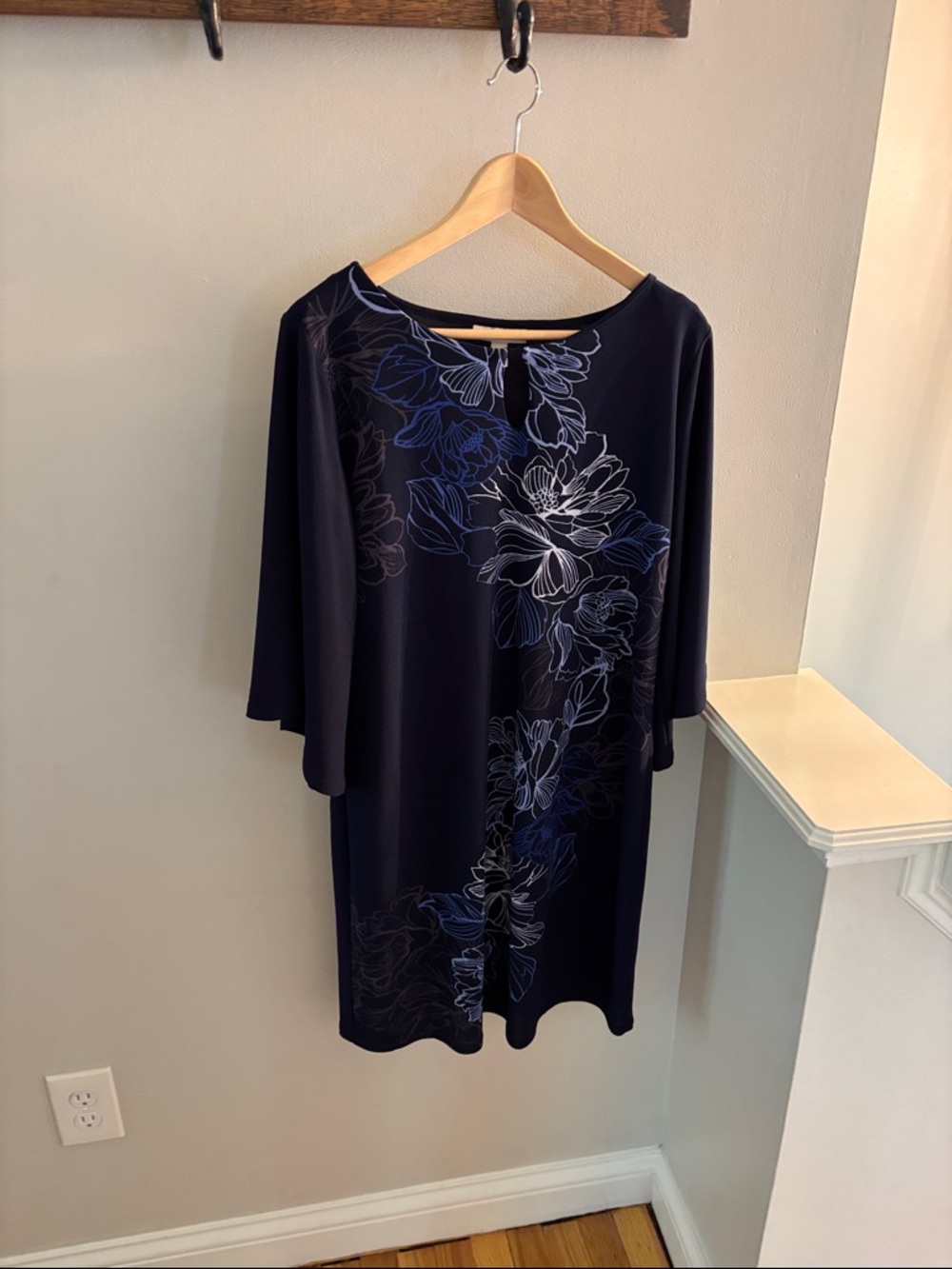 Dana Buchman Navy Floral Print Tunic Dress